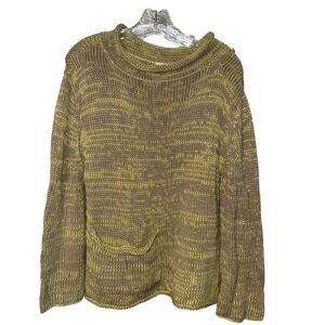 Caravan Vintage Pullover Womens M/L Green Brown Cotton Sweater